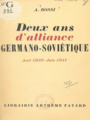 cover image of Deux ans d'alliance germano-soviétique